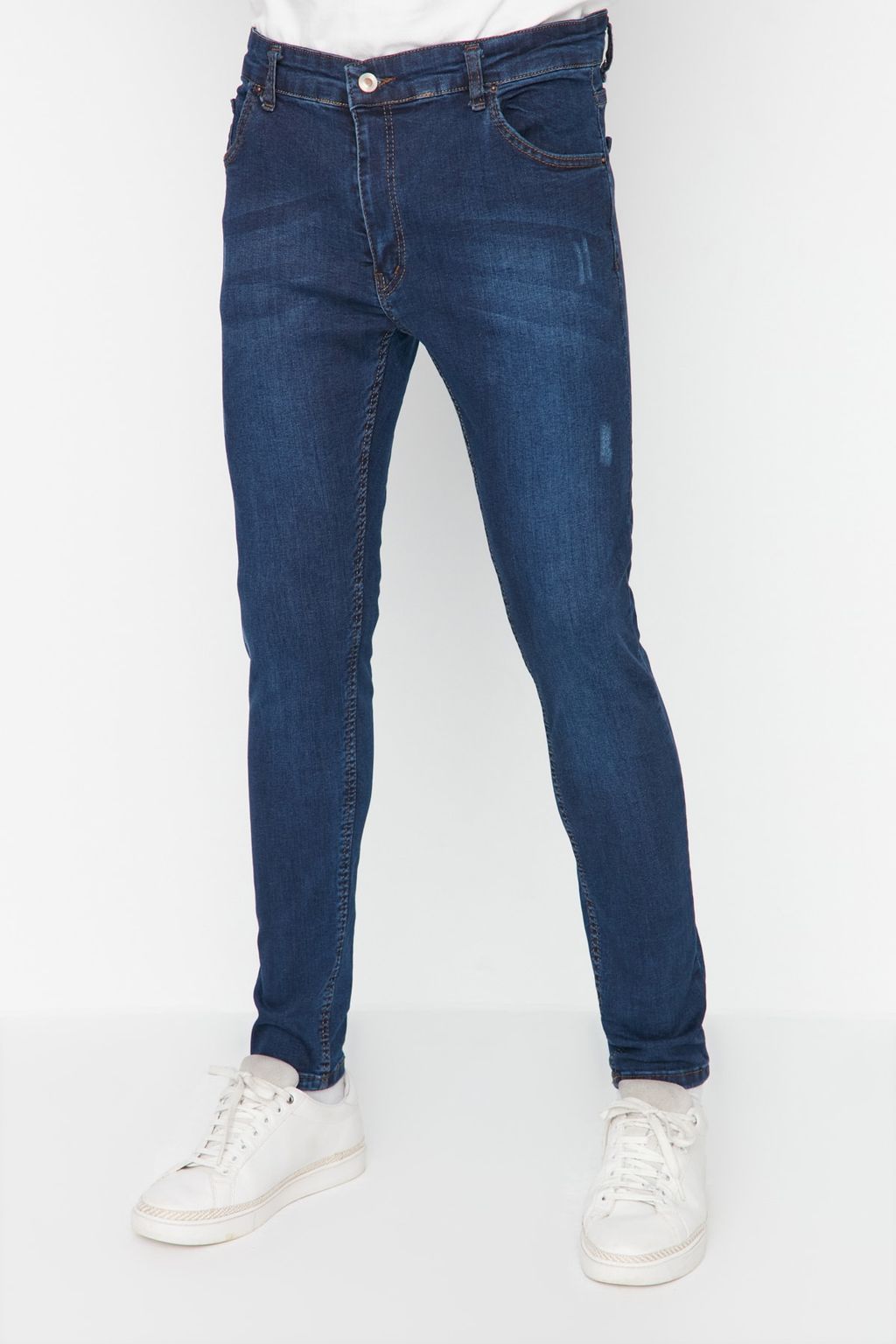 TRENDYOL MAN Indigo Skinny Esnek Kumas Dar Kesim T?rnakl? Kot Pantolon Jeans TMNSS20JE0331