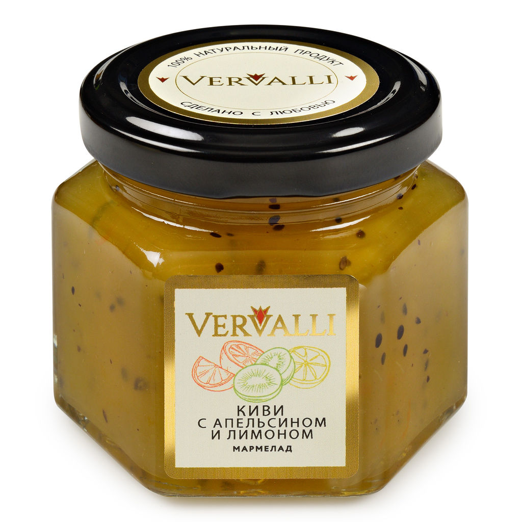 Мармелад Киви с апельсином и лимоном ТМ VERVALLI в банке 120