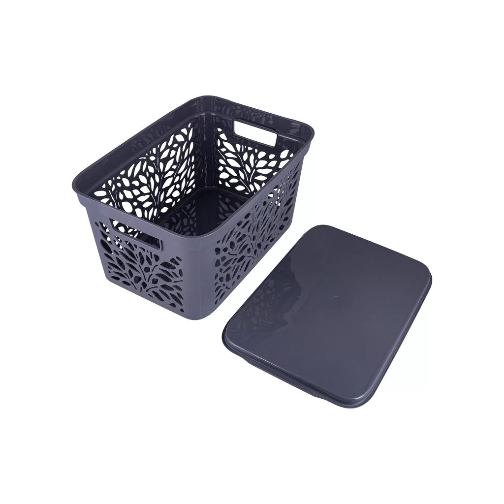 Корзинка 405*275*207мм с крышкой 18л, Leaves арт. С83800, С83801