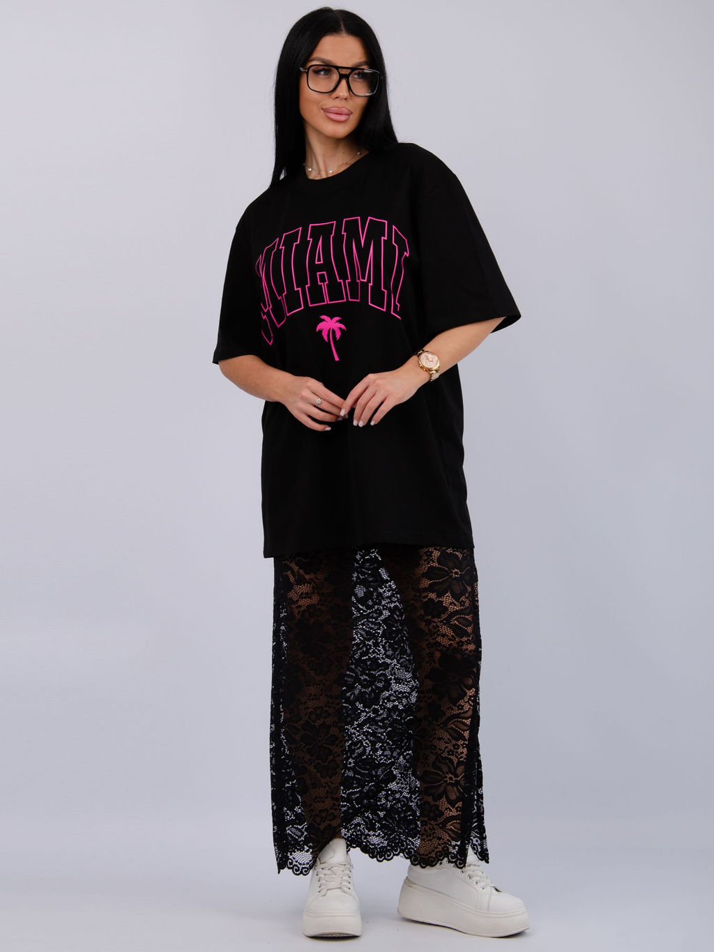 Костюм Монохром 2 чёрный, трикотаж - Малина фото 11