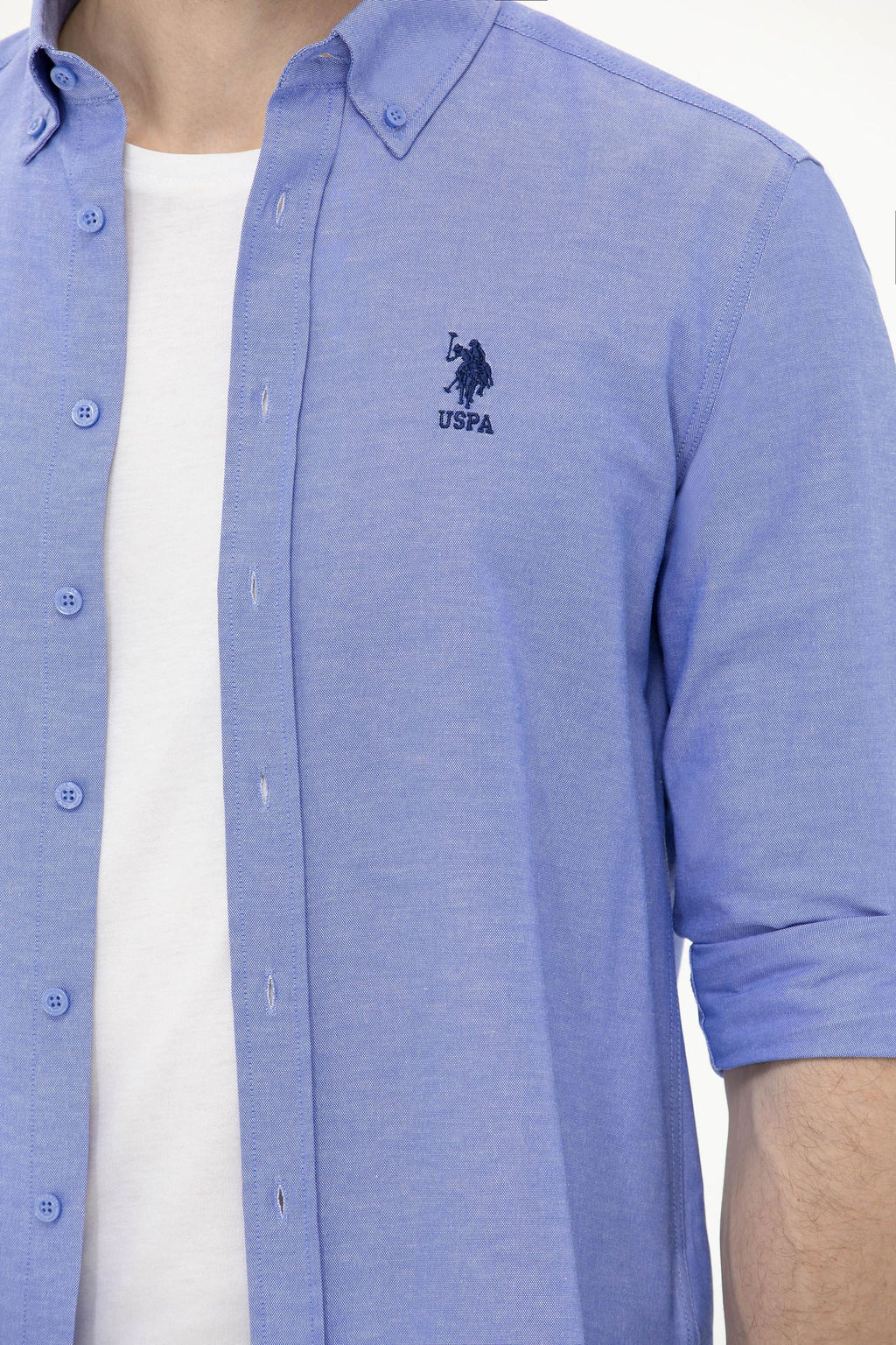 Мужская синяя базовая рубашка с длинным рукавом Неожиданная скидка в корзине - U.s. polo assn фото 7