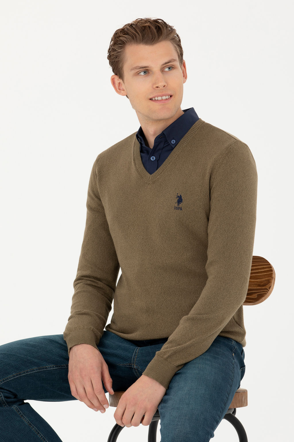 Мужской свитер цвета хаки - U.s. polo assn фото 15