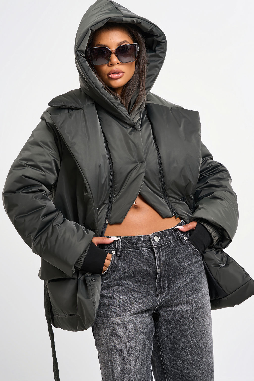 Куртка утепленная со съемным капюшоном торф