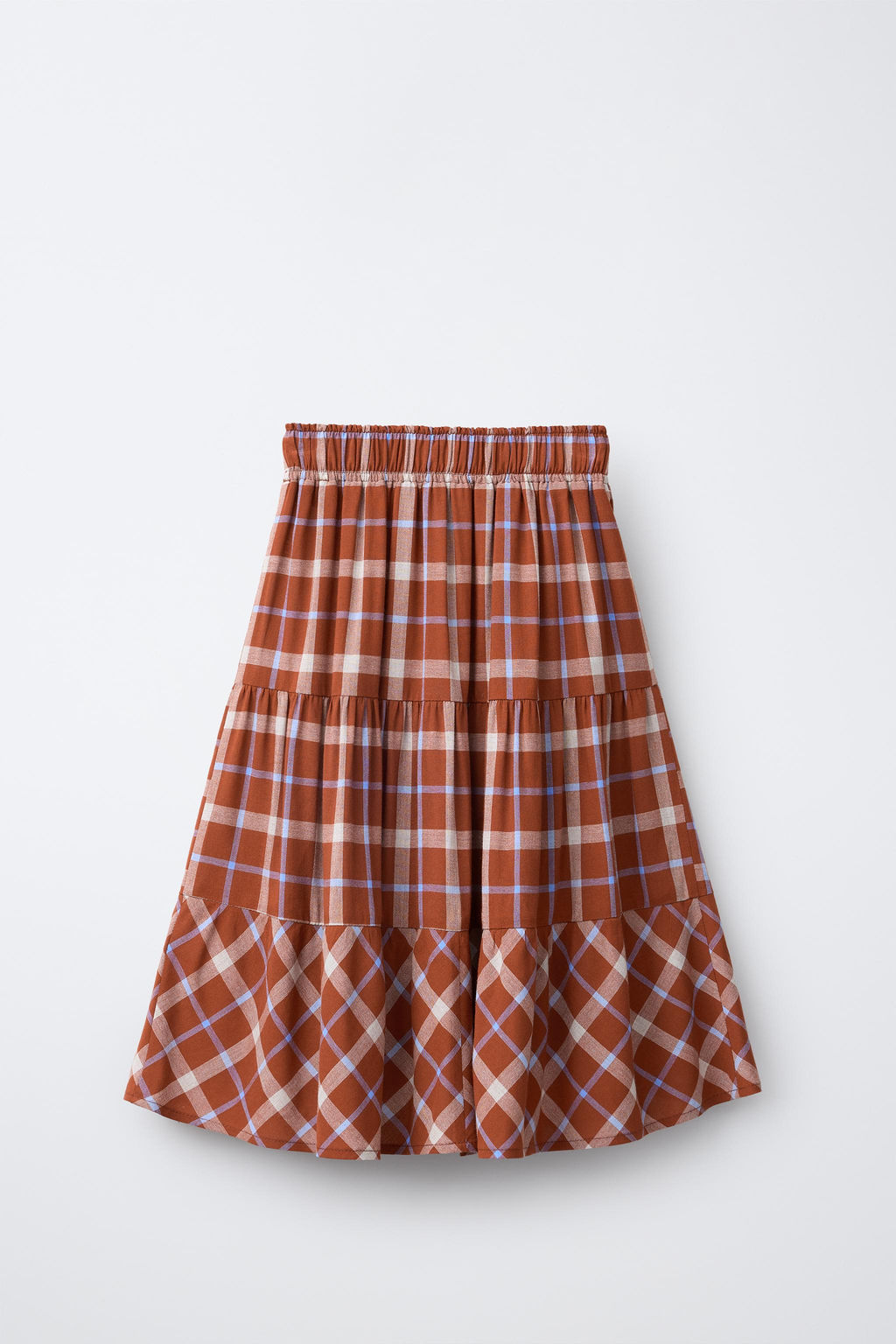 CHECKS PANELLED MIDI SKIRT - Zara фото 8