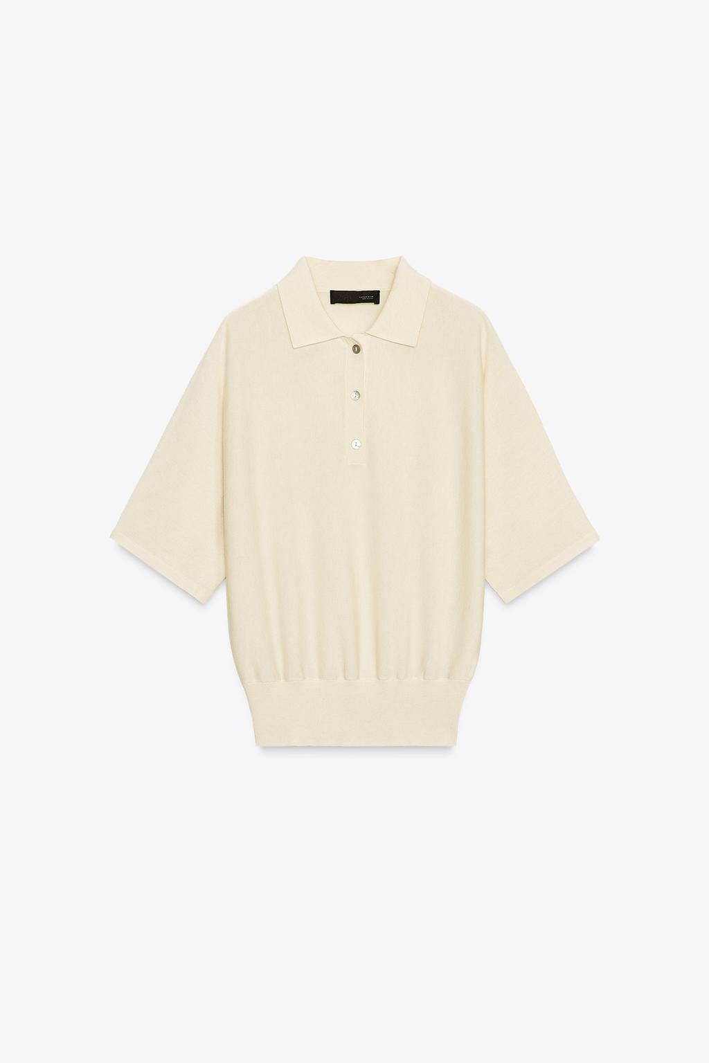 SHORT SLEEVE KNITTED POLO TOP - Zara фото 4