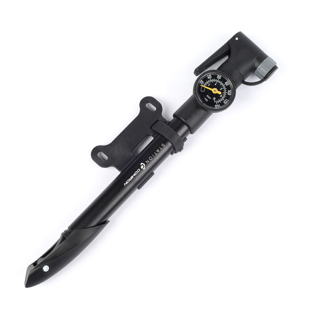 Велонасос COMIRON STATION с манометром, алюминиевый цилиндр, ручка литой пластик, Presta-Schrader, 8,6 бар. /уп 50 - Галеонтрейд фото 8