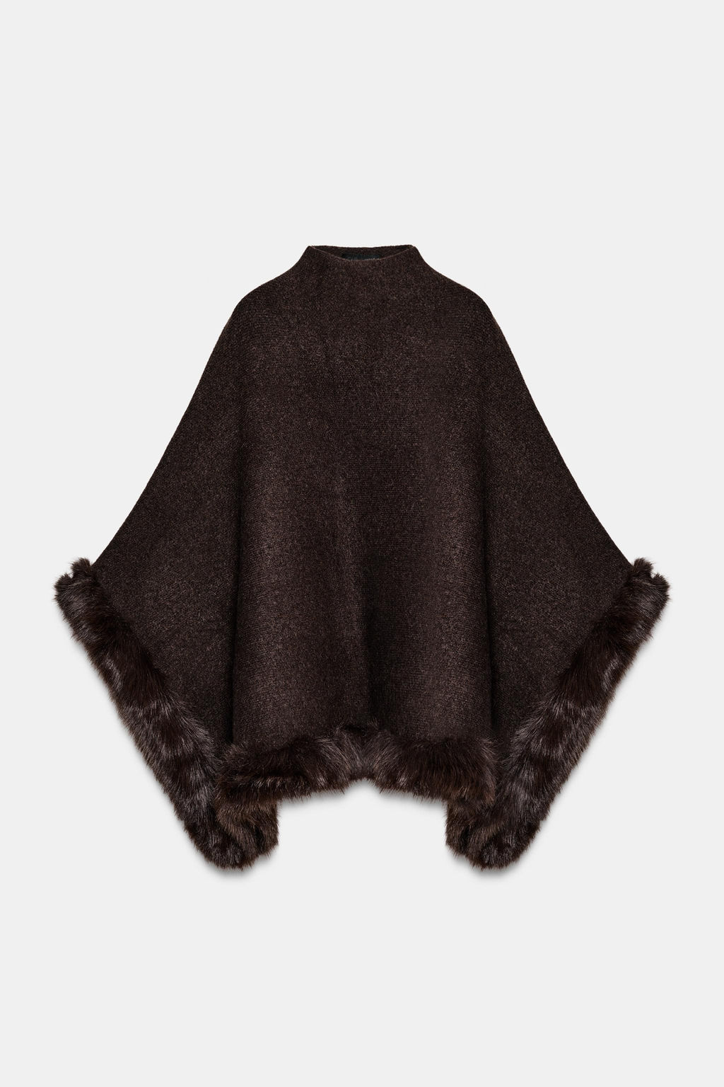 FAUX FUR KNIT PONCHO CAPE - Zara фото 3