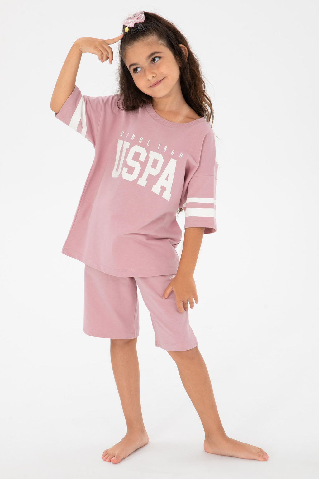 K_z _ocuk Pembe _ortlu Pijama Tak_m_ Sepette S_rpriz _ndirim - U.s. polo assn фото 7