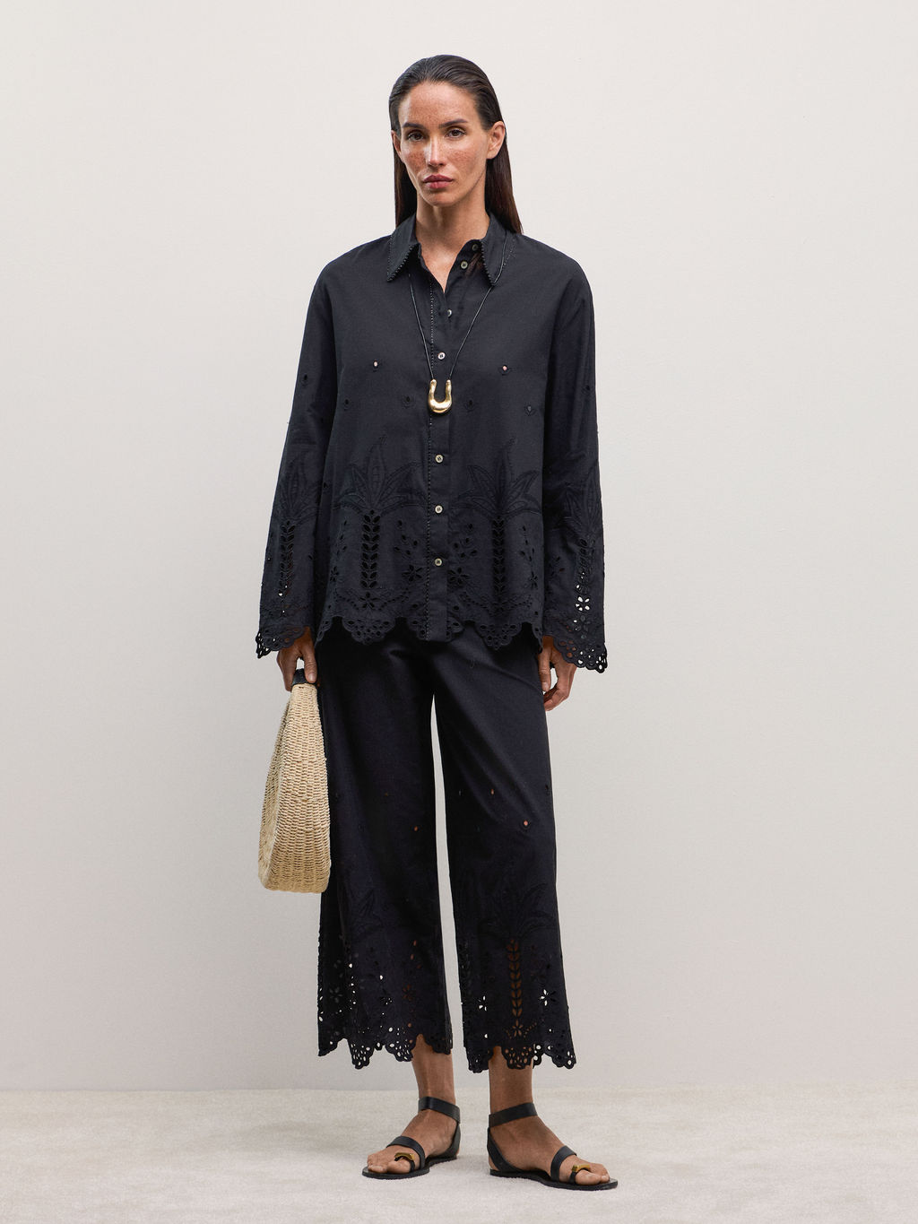 Хлопковая рубашка с вышивкой / Zarina  фото 5