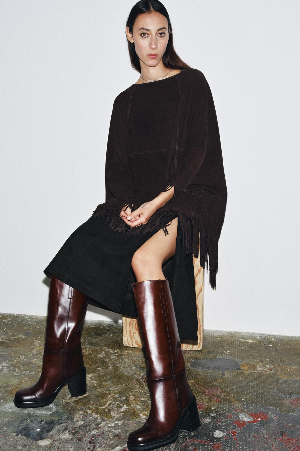 LEATHER BLOCK HEEL BOOTS