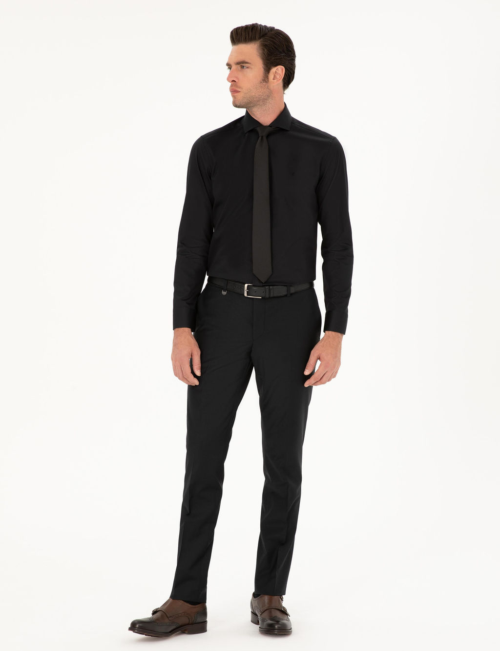 Черная классическая хлопковая рубашка приталенного кроя - Cacharel фото 4