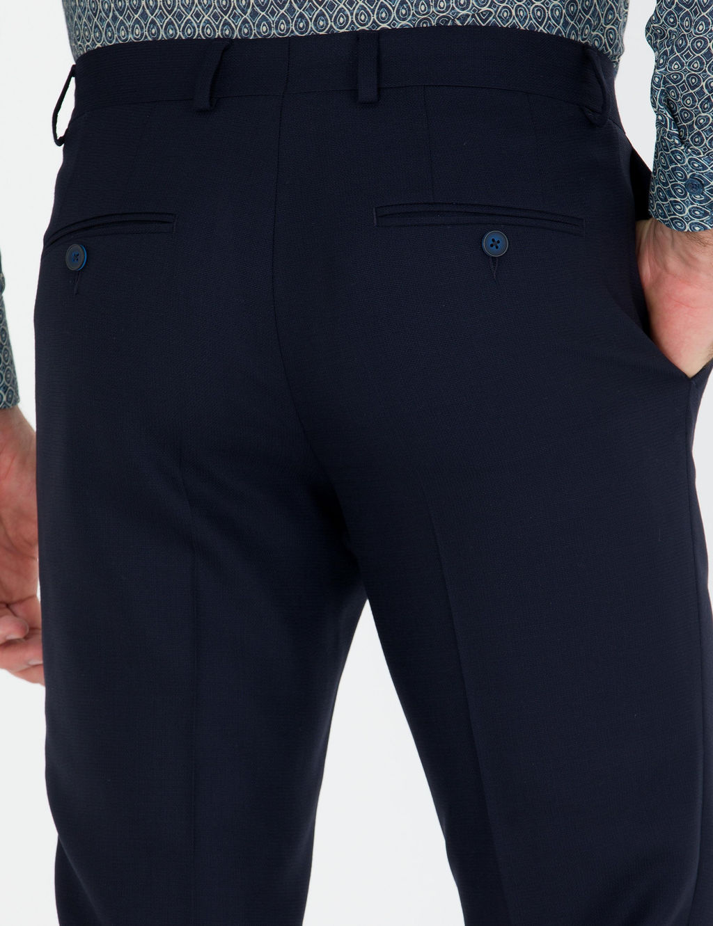 Тканевые брюки узкого кроя темно-синего цвета - Cacharel фото 7