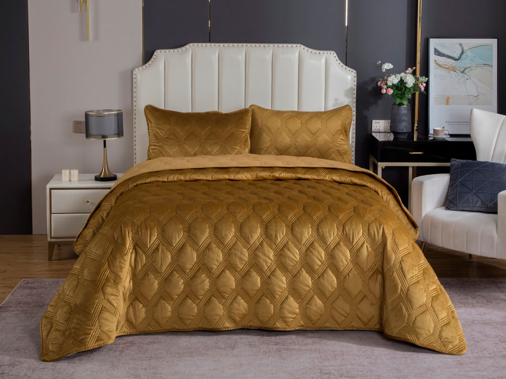 Стеганное покрывало Kendall (охра) 240х260см (1), 50х70см (2), шт - Kazanov.a. фото 2