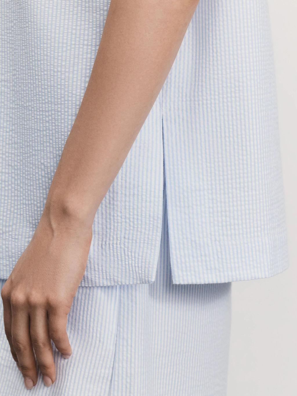 Рубашка с коротким рукавом из фактурного хлопка / Zarina  фото 6