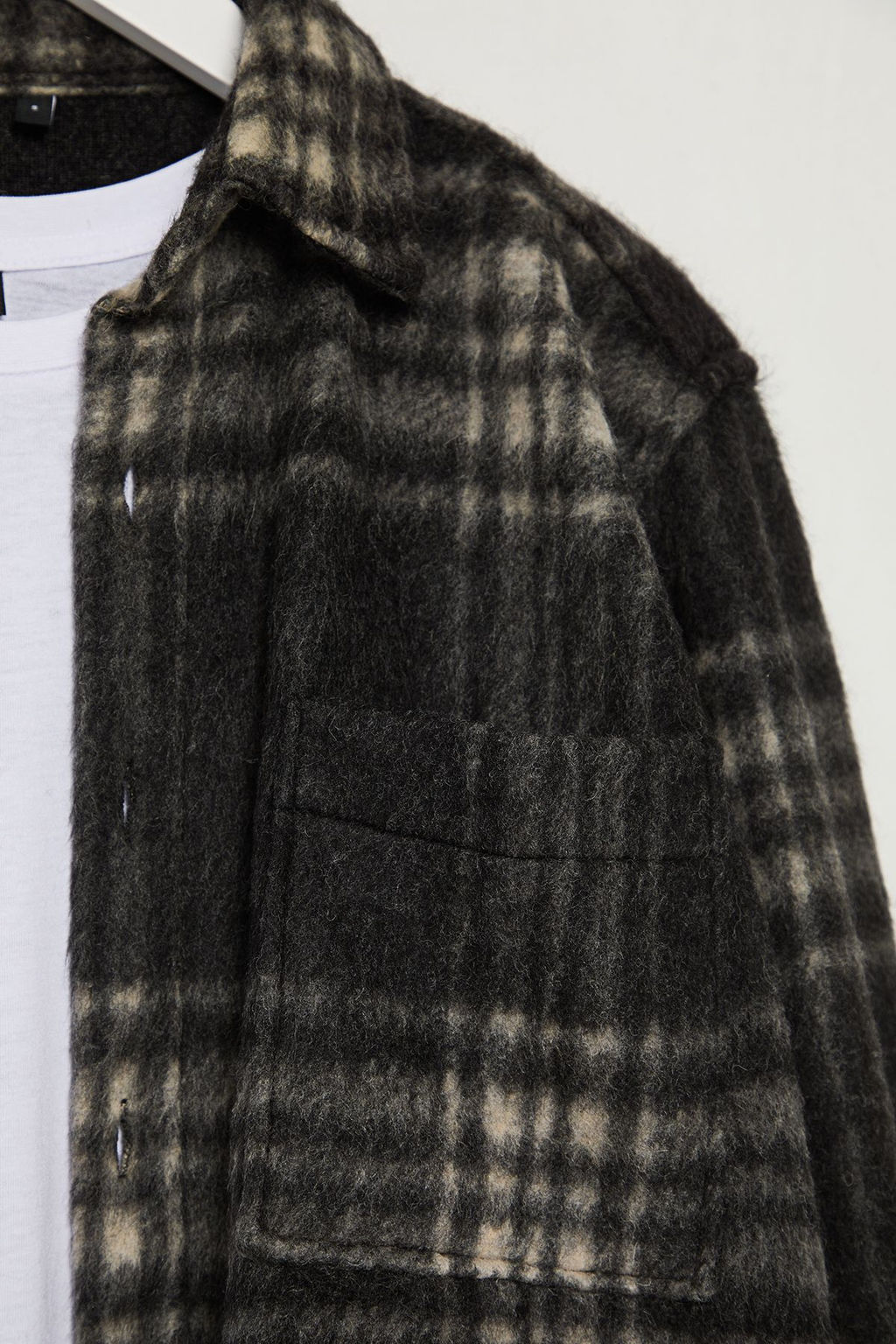 TRENDYOL MAN Siyah Oversize Fit K?sl?k Kareli Oduncu Gomlek Ceket TMNAW25GO00025 - Trendyolmilla фото 8