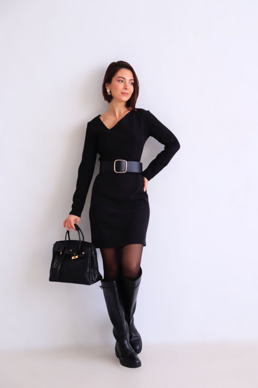 Платье чёрное с асимметричным вырезом - Martichelli фото 27