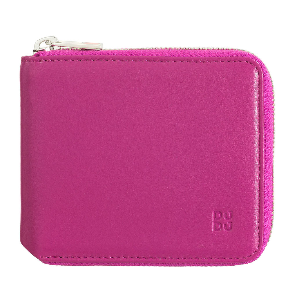 Итальянский кожаный кошелек на молнии DuDu серии Faro | фуксия - Dudubags фото 3