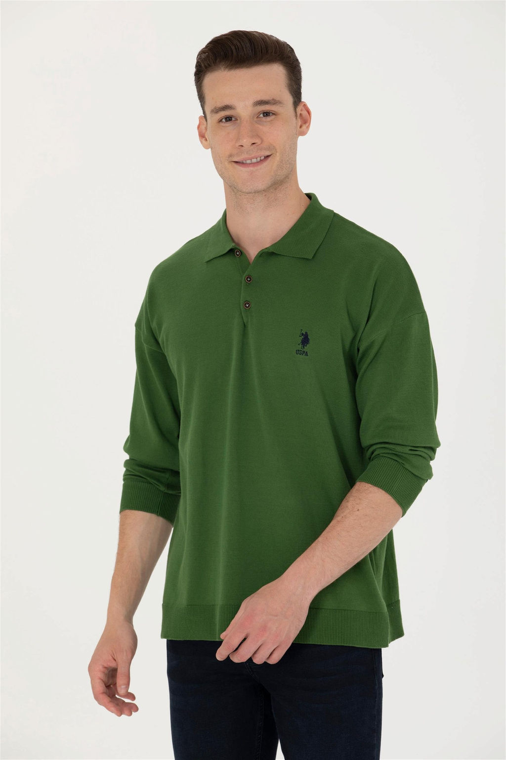 U. S. Polo Assn Мужской зеленый базовый свитер