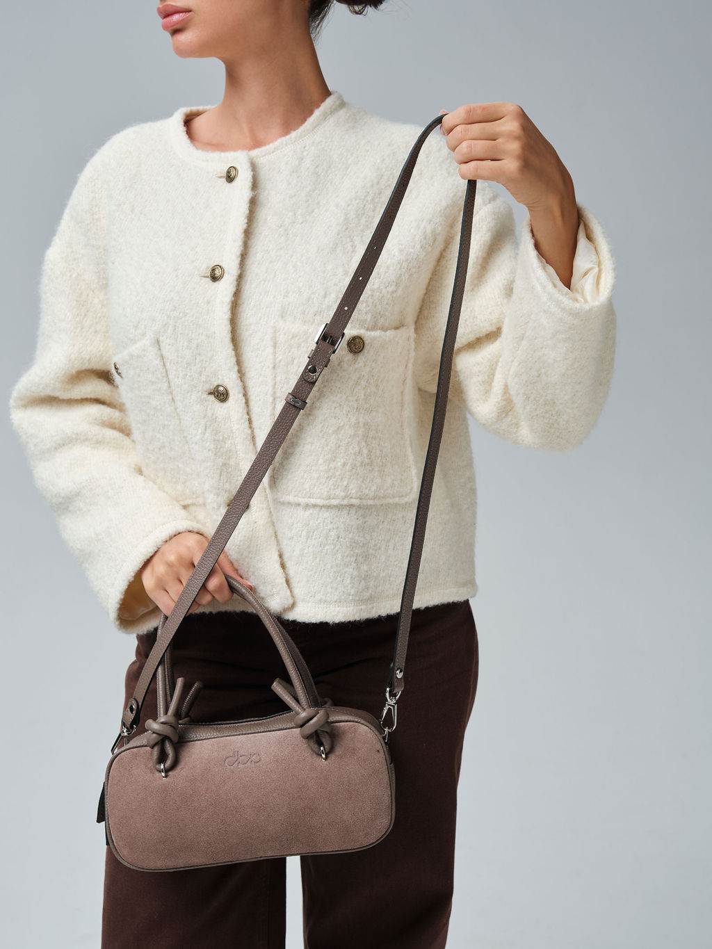 Замшевая сумка Curl DBR 31363 капучино  фото 8