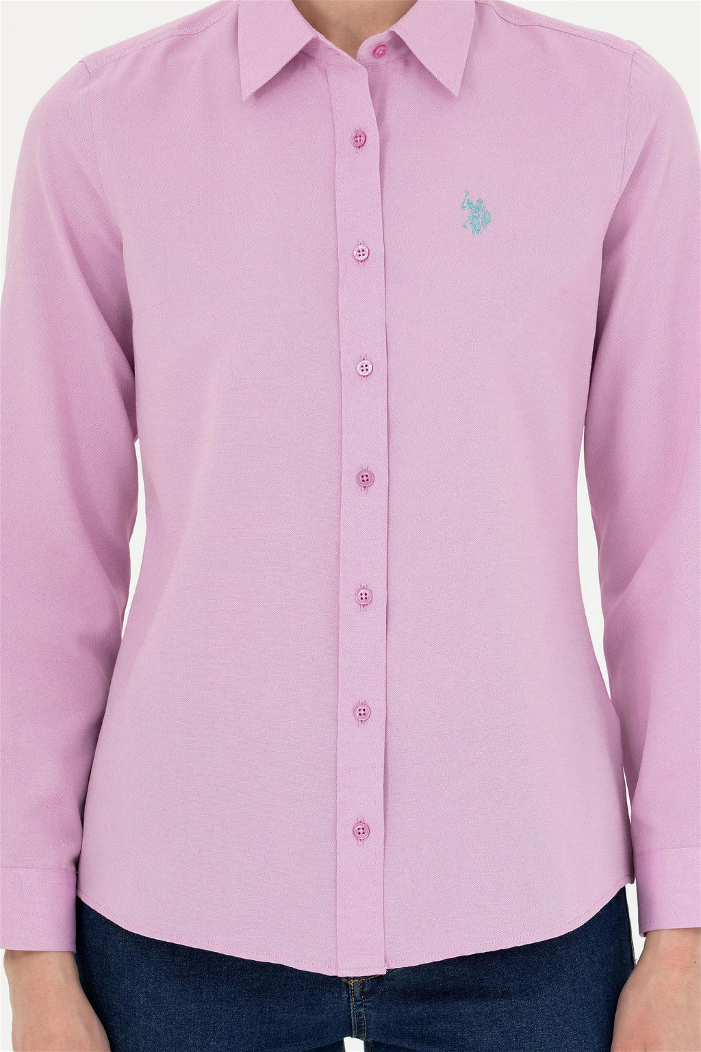 Женская фиолетовая базовая рубашка с длинным рукавом - U.s. polo assn фото 6