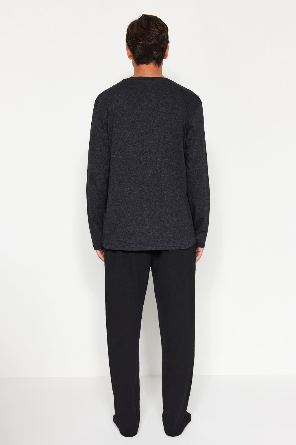 TRENDYOL MAN Erkek Antrasit Regular Fit Bask?l? Orme Pijama Tak?m? TMNAW24PT00038 - Trendyolmilla фото 4