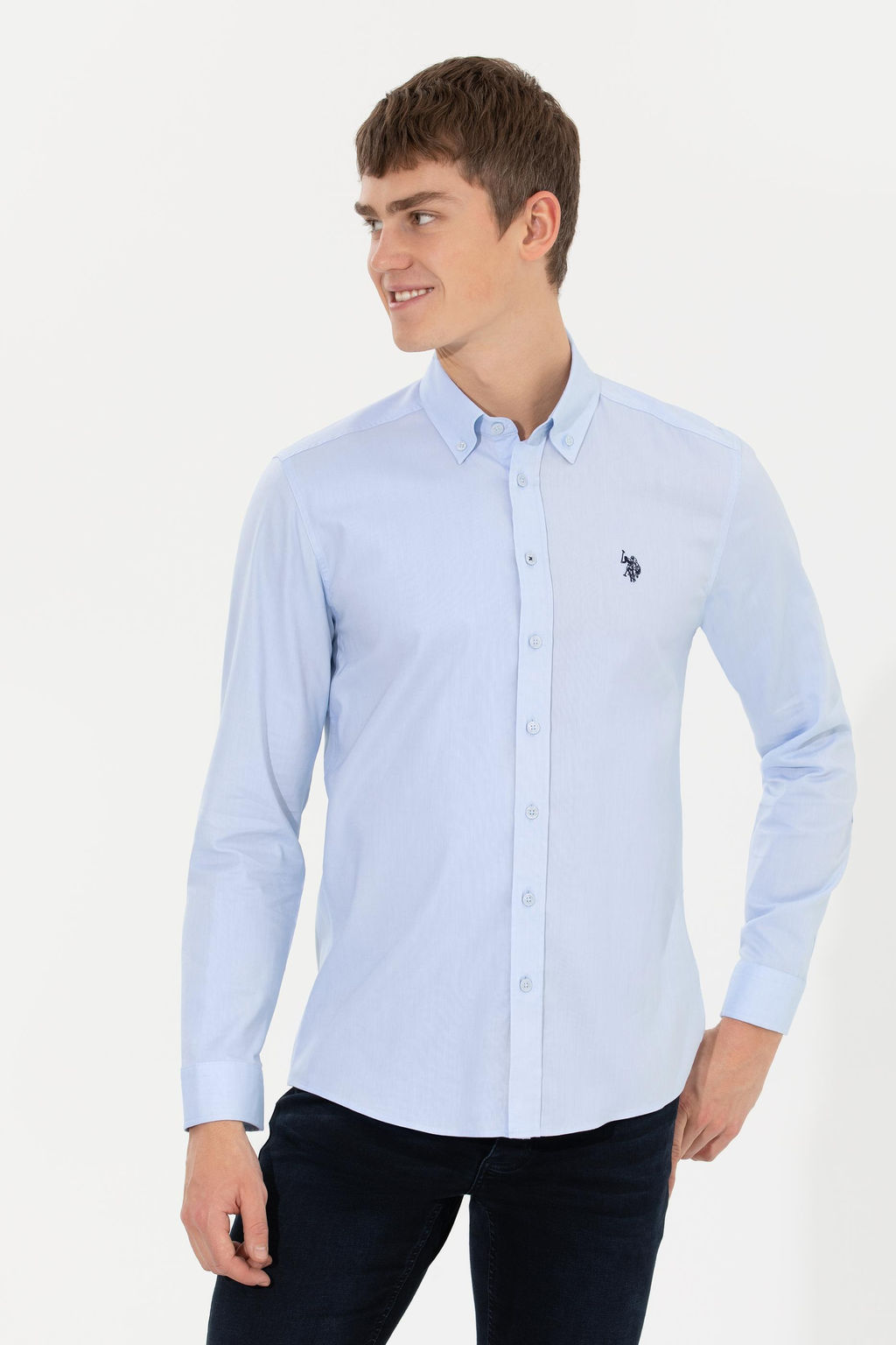 Рубашка мужская голубая Uzunkol Basic - U.s. polo assn фото 3