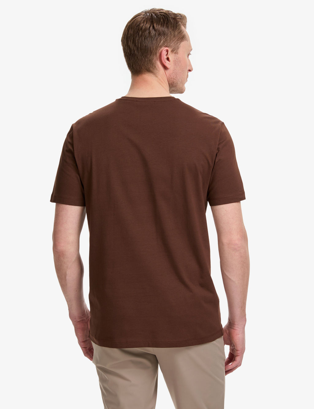Koyu Kahverengi Regular Fit %100 Pamuk Bisiklet Yaka Basic Ti__rt