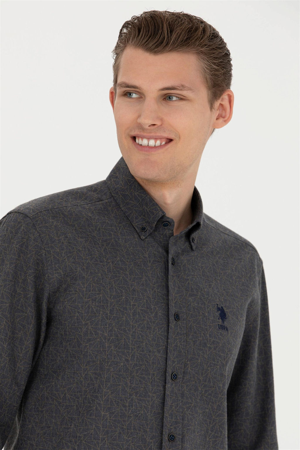 Мужская темно-синяя рубашка с длинным рукавом - U.s. polo assn фото 2