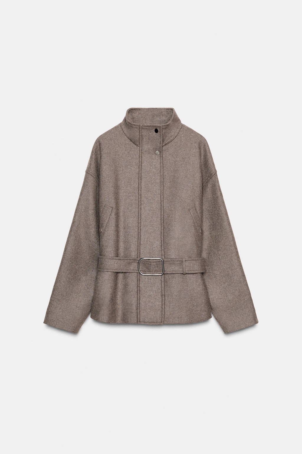 CROPPED WOOL COAT WITH BELT - Zara фото 22