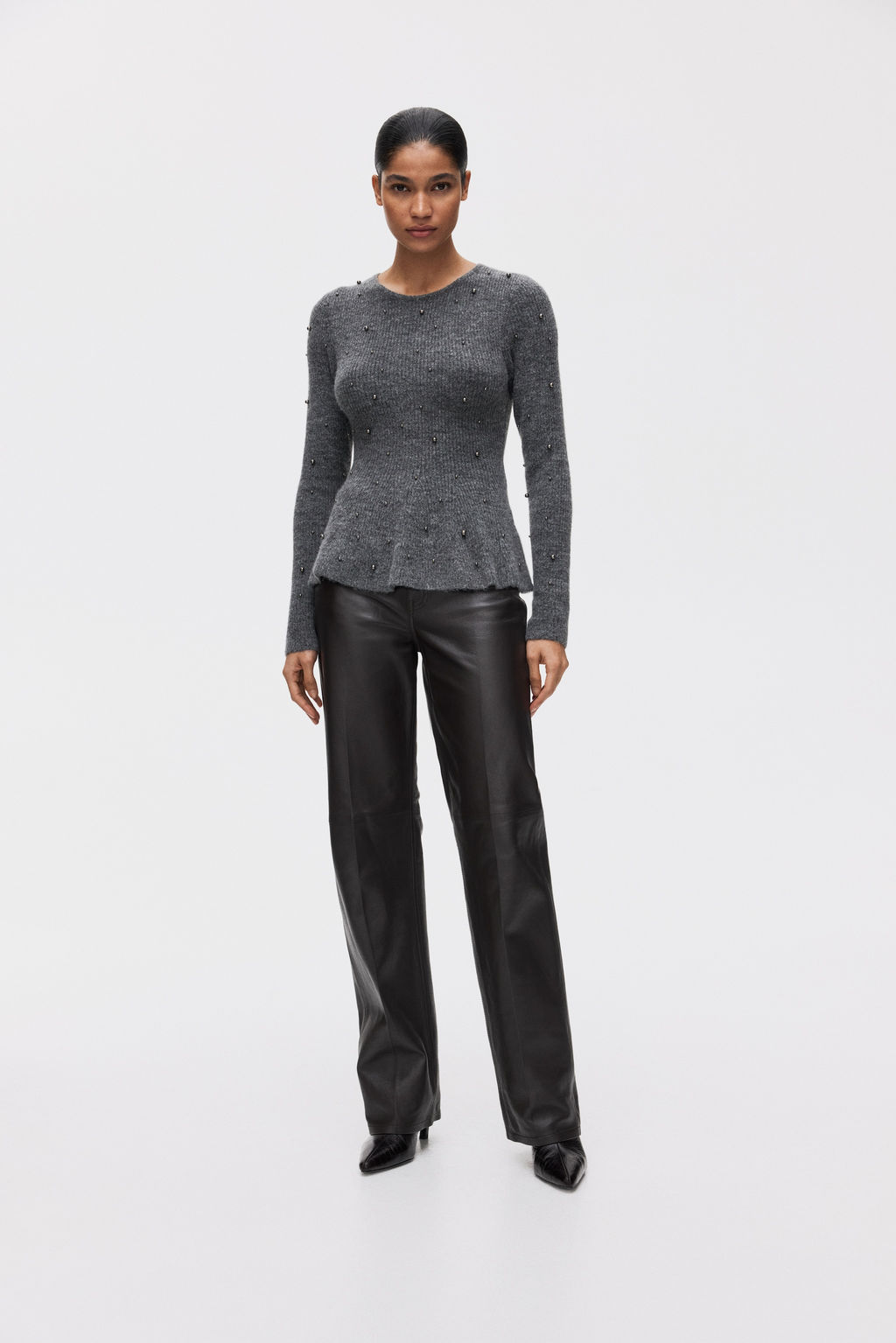 Top de peplum con cuentas decorativas - H&m фото 5