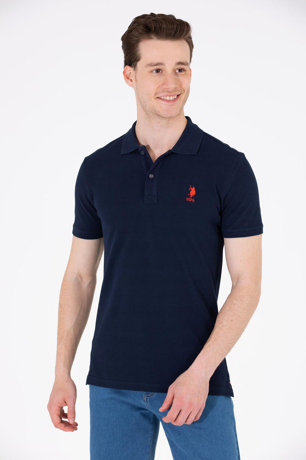 Мужская темно-синяя футболка с воротником поло Basic - U.s. polo assn фото 3