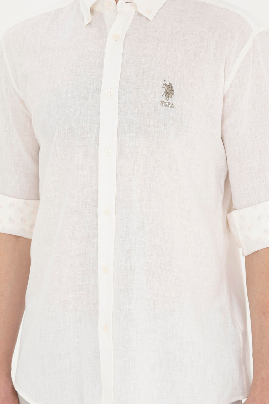 Мужская рубашка цвета хаки с длинным рукавом - U.s. polo assn фото 13
