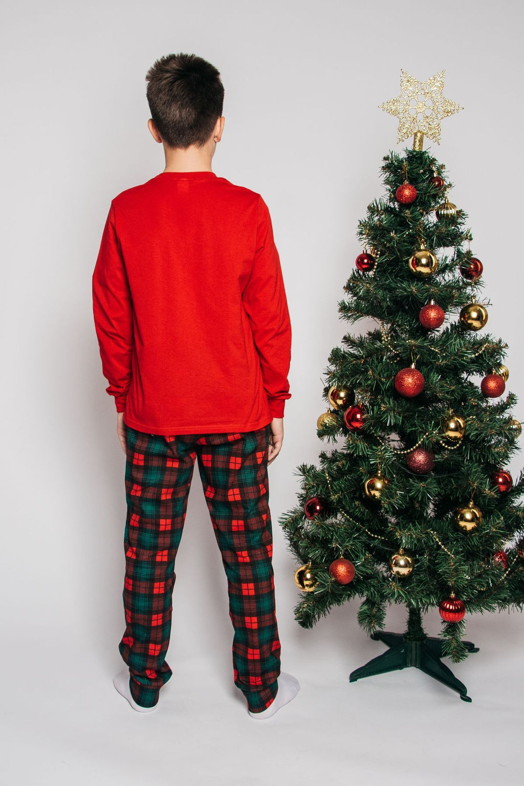 Скидка 10%! Пижама детская (джемпер, брюки) 91249 красный/зеленая клетка 895 Be Friends  фото 2