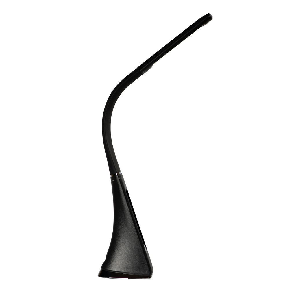 TLD-542 Black/LED/300Lm/5000K/Dimmer Светильник настольный c часами, календарем, термометром, 5W. Сенсорный выключатель. Черный (стилизован под кожу). TM Uniel.