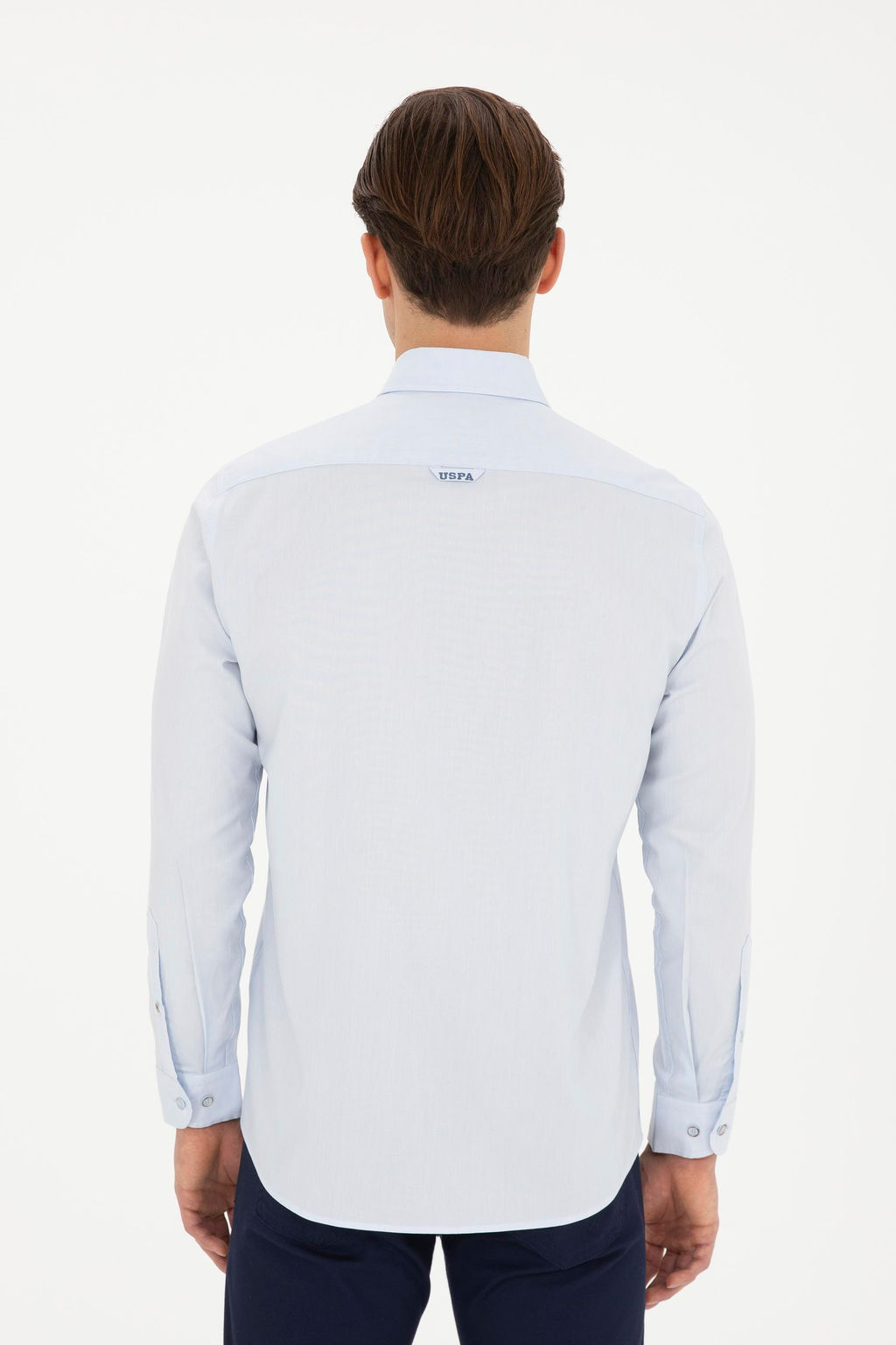 Мужская голубая базовая рубашка с длинным рукавом - U.s. polo assn фото 5