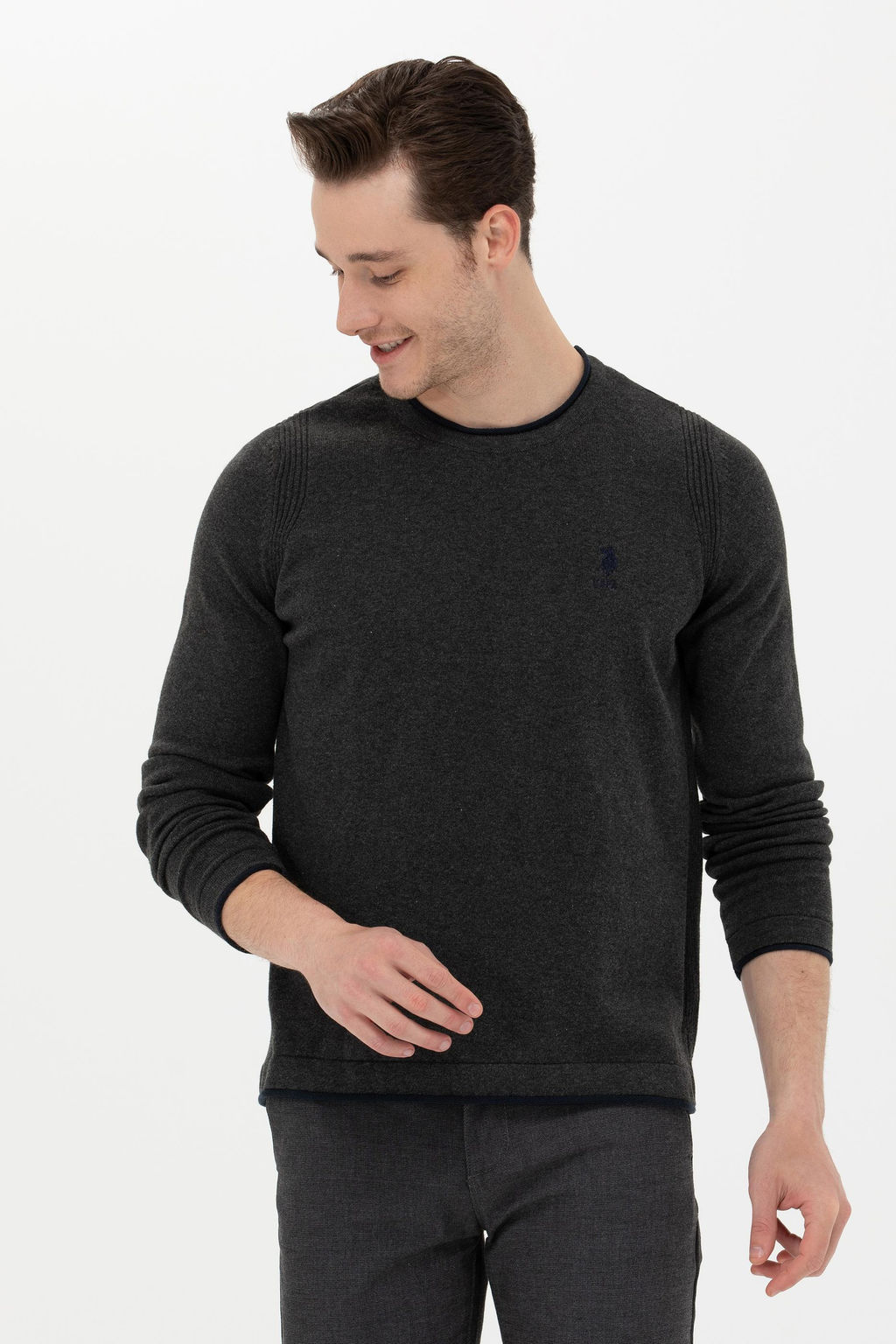 Мужской свитер антрацитового меланжа Неожиданная скидка в корзине - U.s. polo assn фото 8