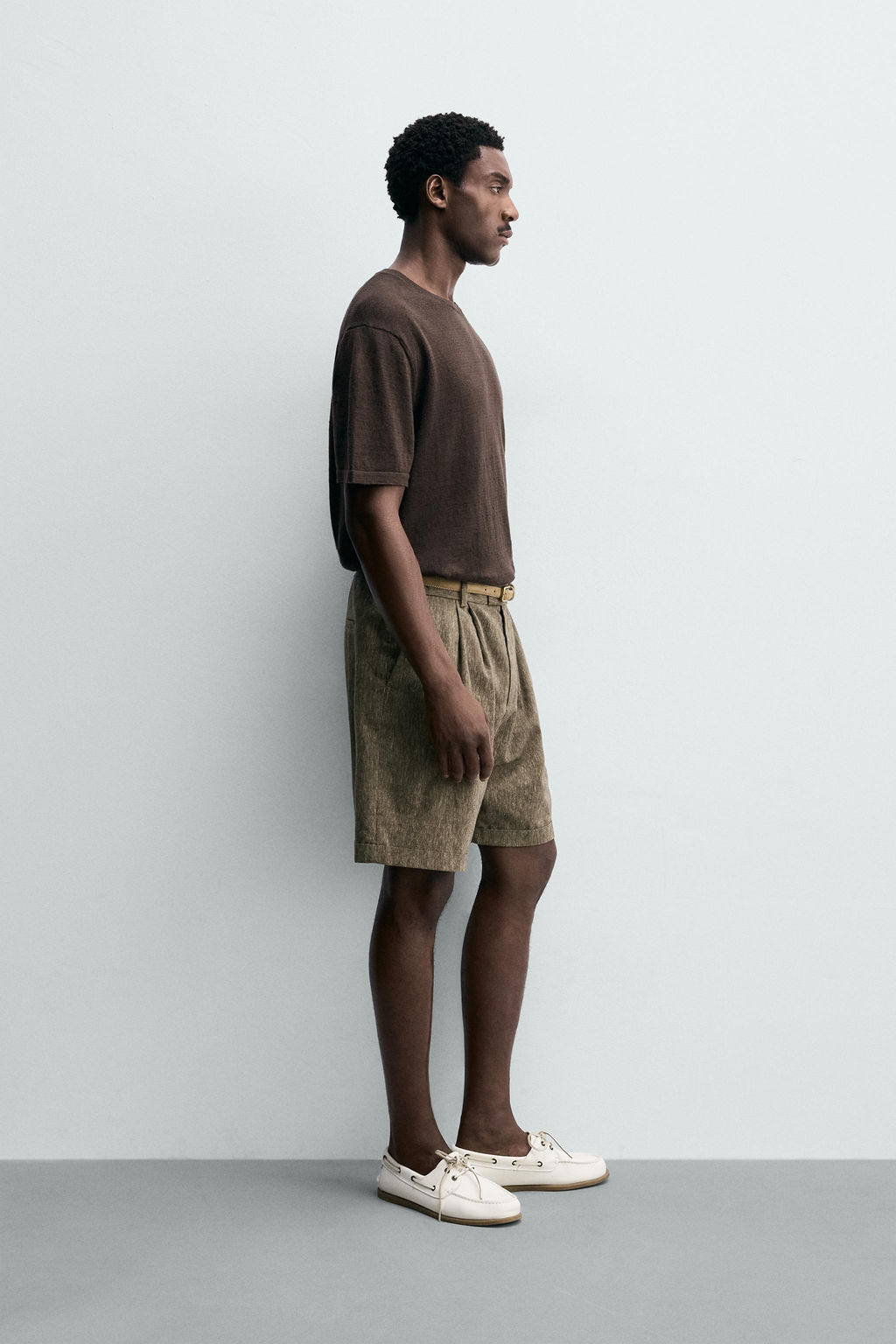 CAMISETA PUNTO  ALGOD?N -  LINO / Marr?n - Zara фото 4