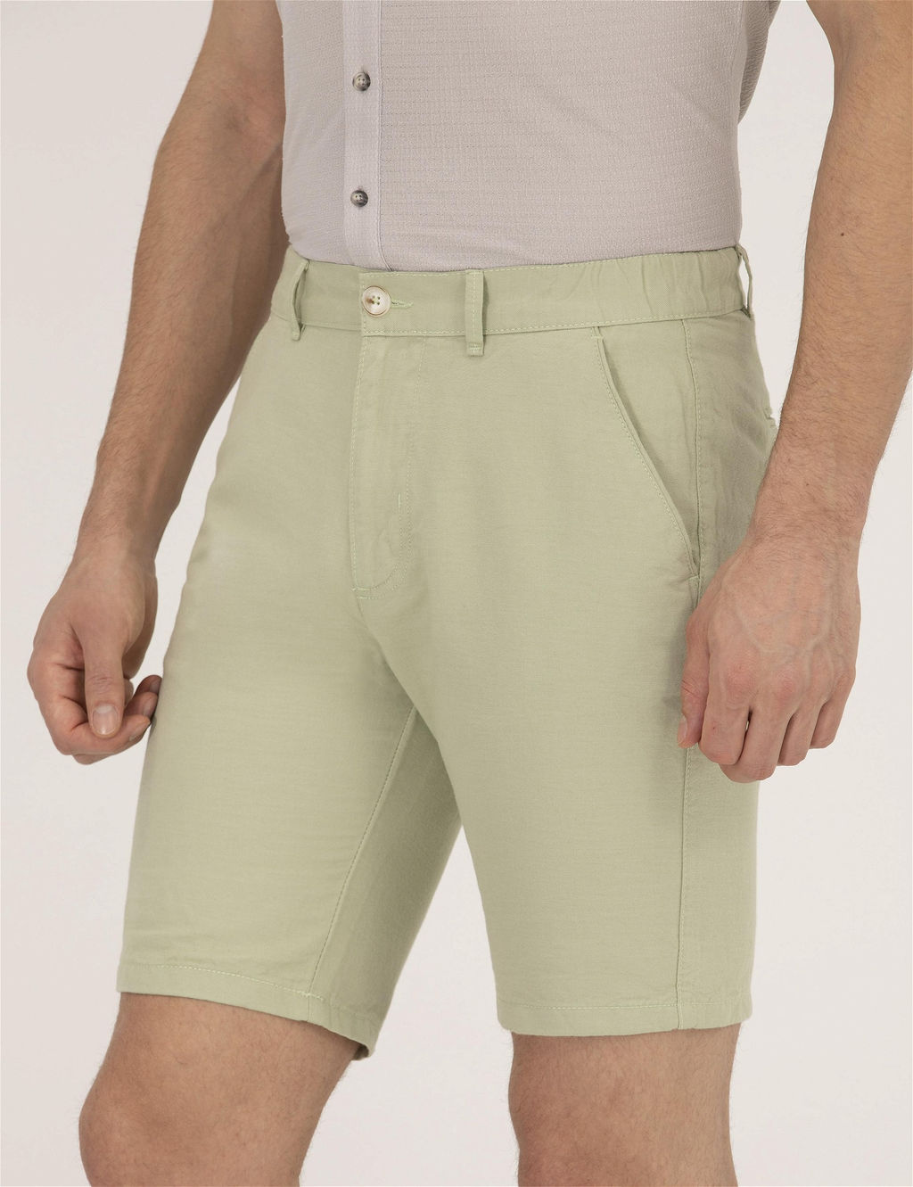 A__k Ye_il Slim Fit Keten Kar___ml_ Bermuda _ort - Pierre cardin фото 5
