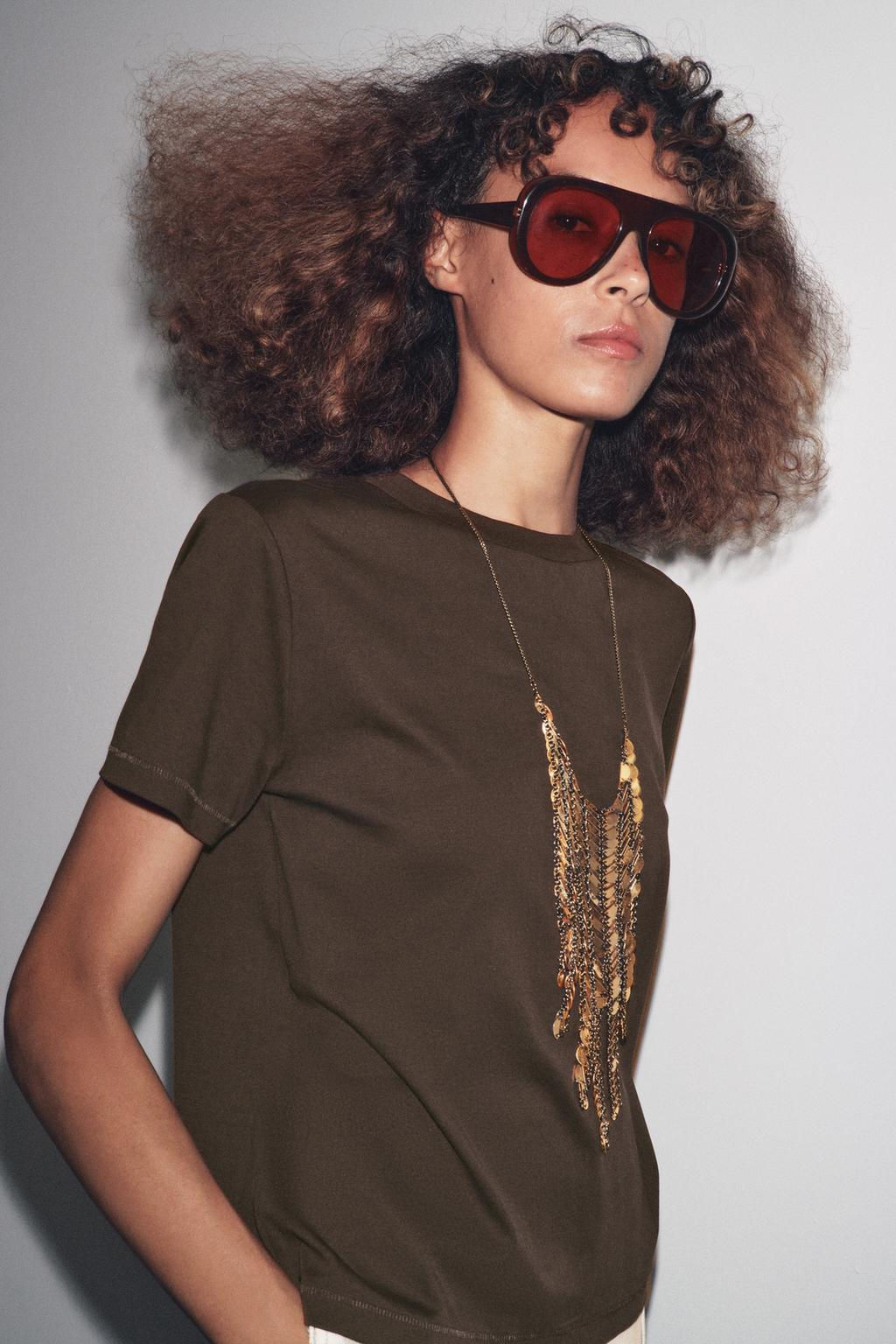 MERCERISED COTTON T-SHIRT - Zara фото 8