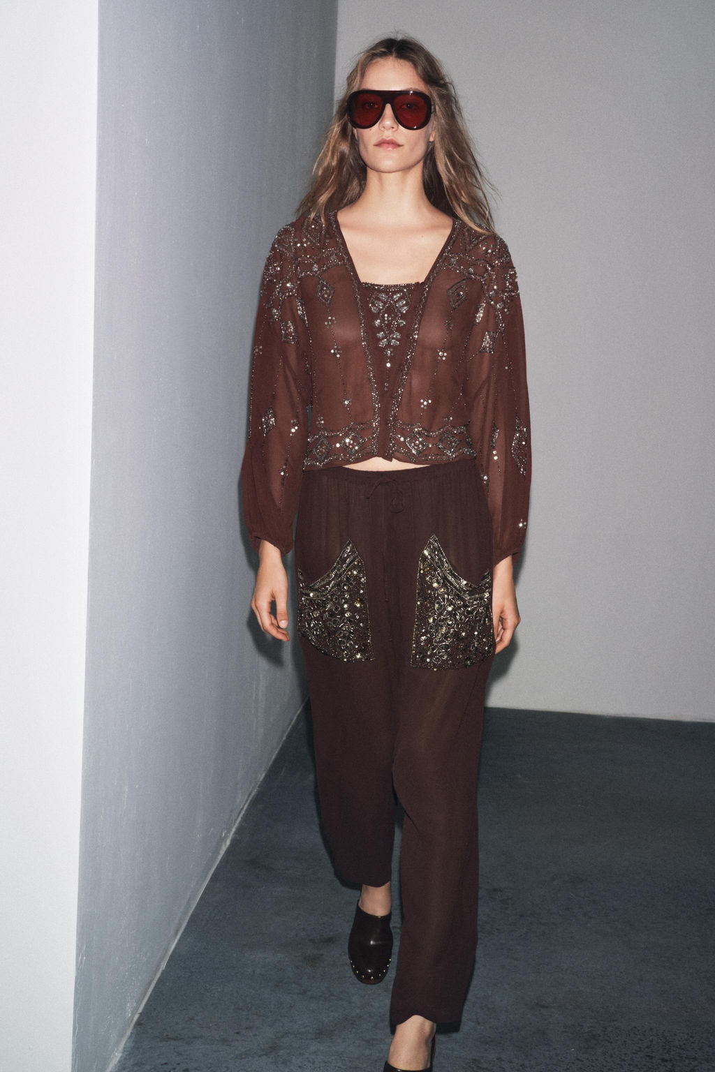 BEADED SEQUIN BAGGY TROUSERS - Zara фото 5
