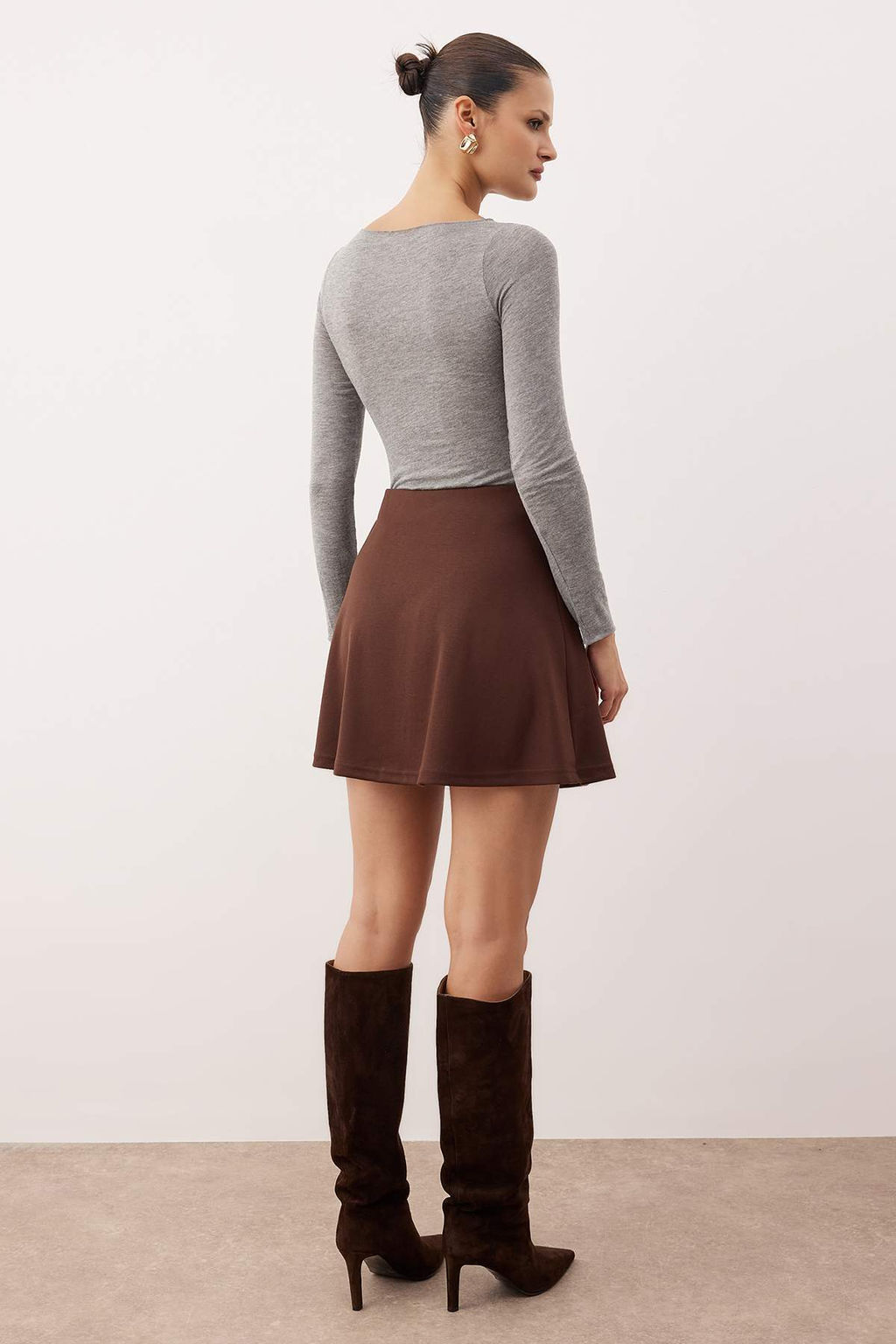 Siyah A line/Can Kesim Dugmeli Orme Mini Etek TWOAW26ET00085 - Trendyolmilla фото 8