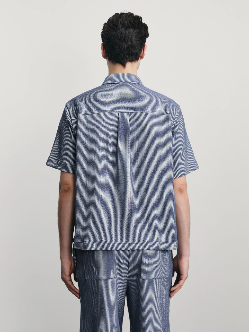 Рубашка в полоску на молнии / Zarina  фото 5