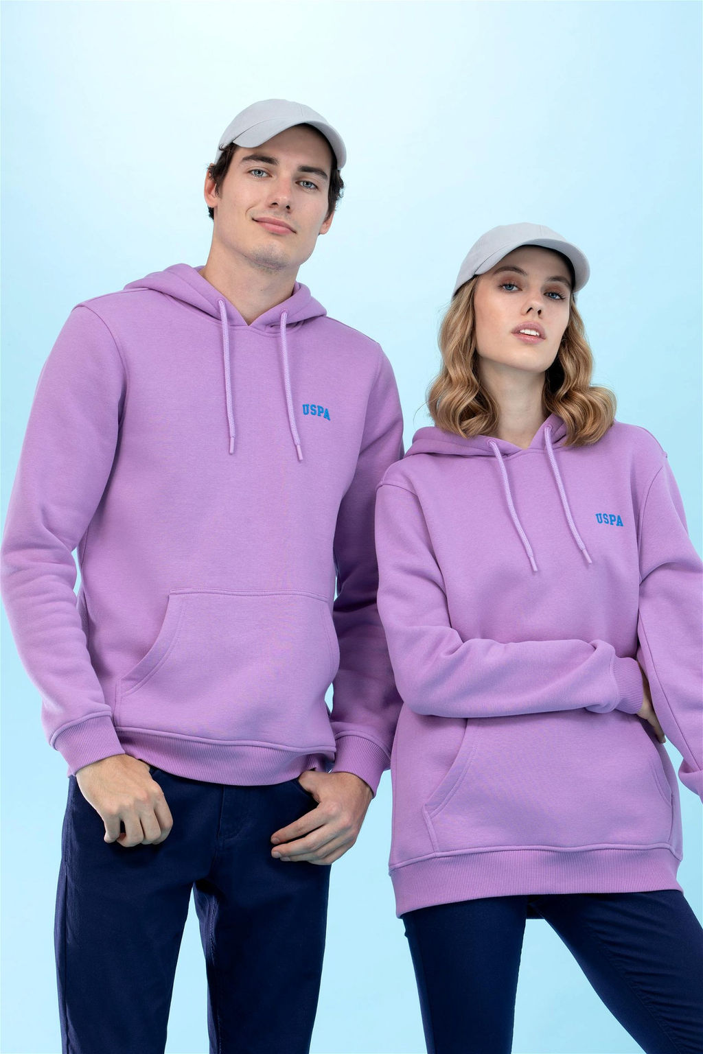 Сиреневый базовый свитшот с капюшоном (унисекс) - U.s. polo assn фото 4