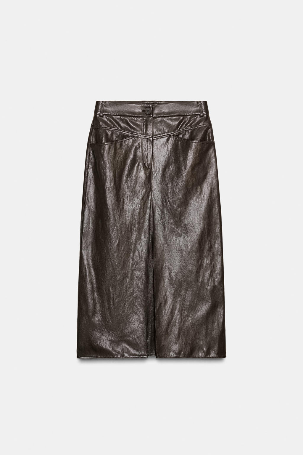FALDA CORTA PIEL 100% ZW COLLECTION LIMITED EDITION / Marr?n
