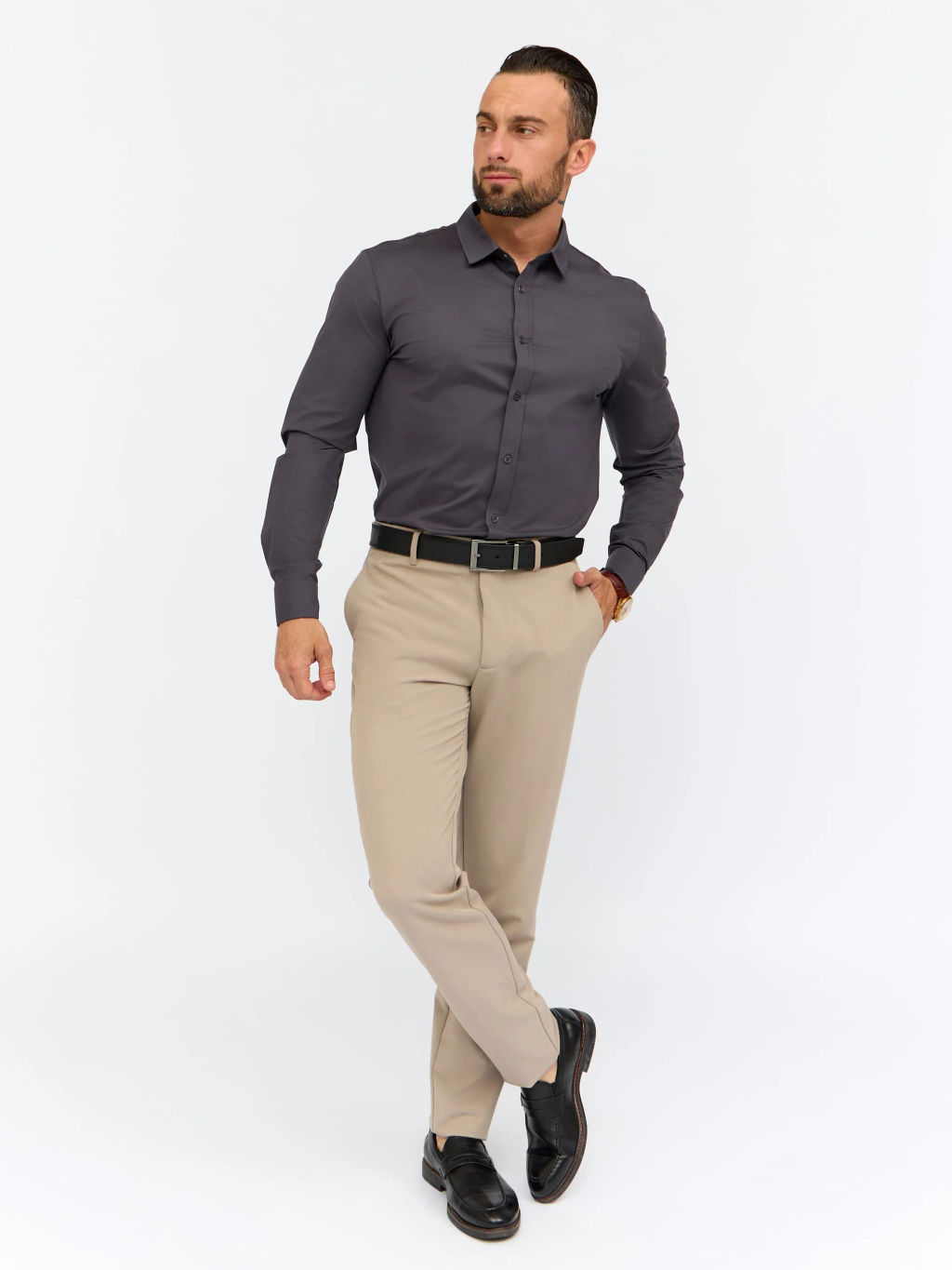 Рубашка трикотажная мужская GREG SK330/137/0375/ZN/1p STRETCH фото 3