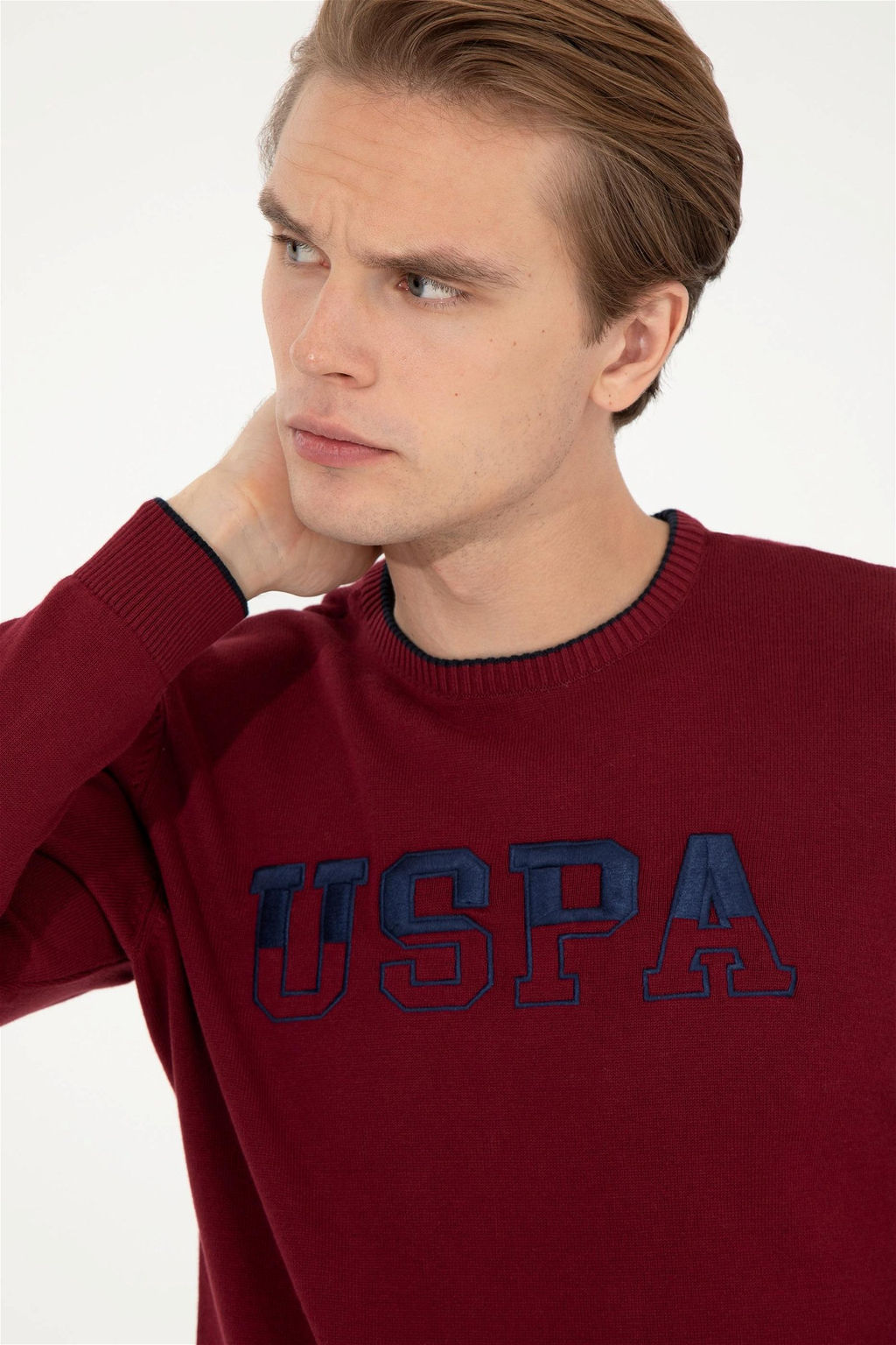 U. S. Polo Assn / Мужской бордово-красный трикотаж с круглым вырезом - U.s. polo assn фото 9