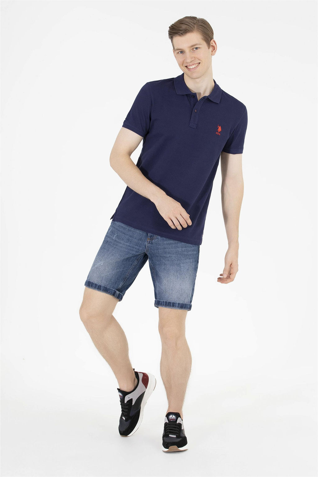 U. S. Polo Assn Мужская темно-синяя базовая футболка с воротником-поло - U.s. polo assn фото 11