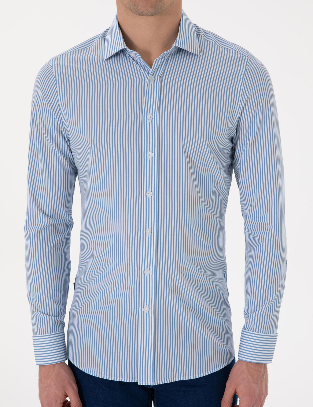 Mavi _izgili Ex. Slim Fit Uzun Kollu G_mlek - Pierre cardin фото 6