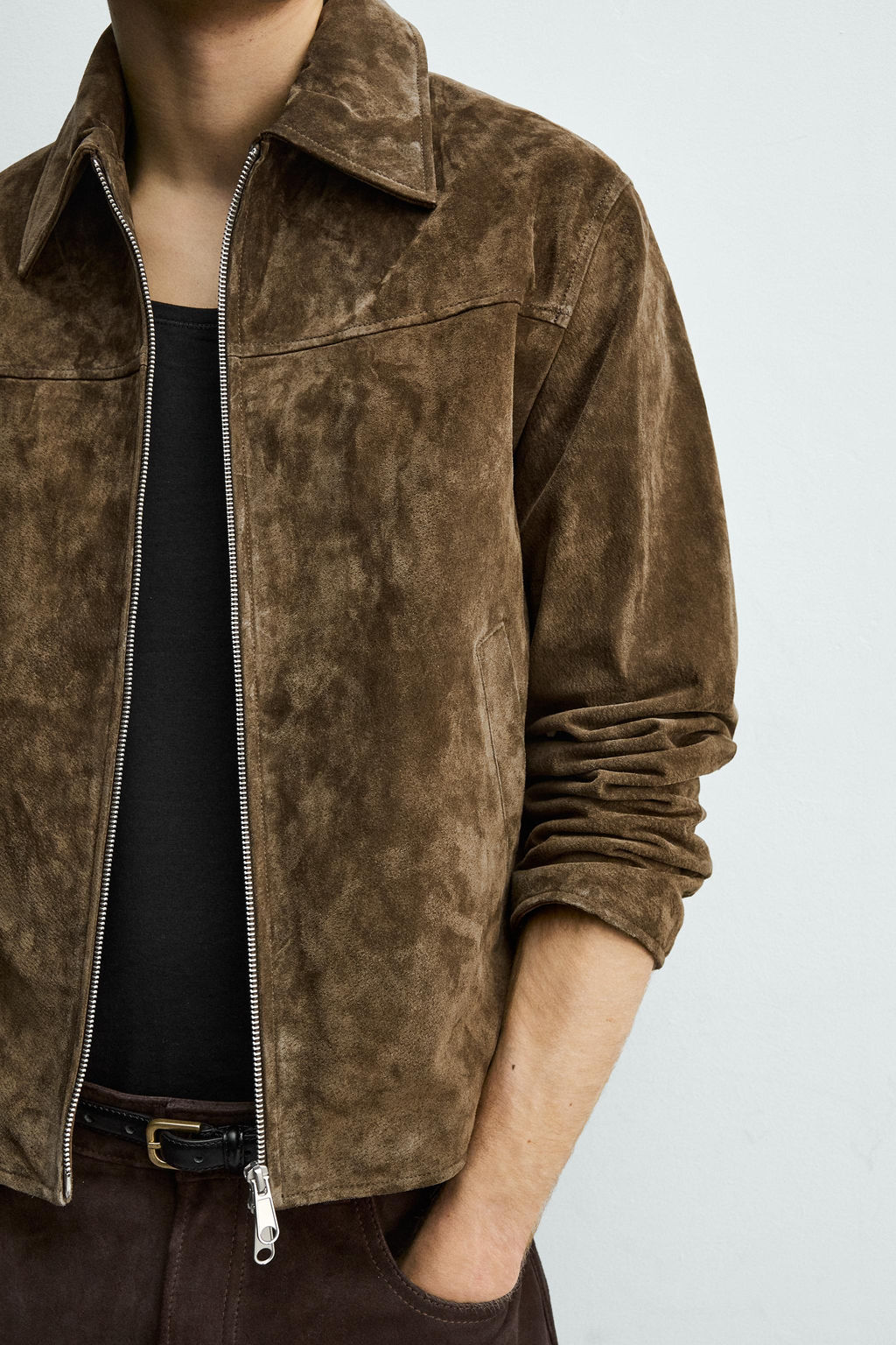 SOBRECAMISA REGULAR FIT PIEL SERRAJE / Marr?n - Zara фото 6