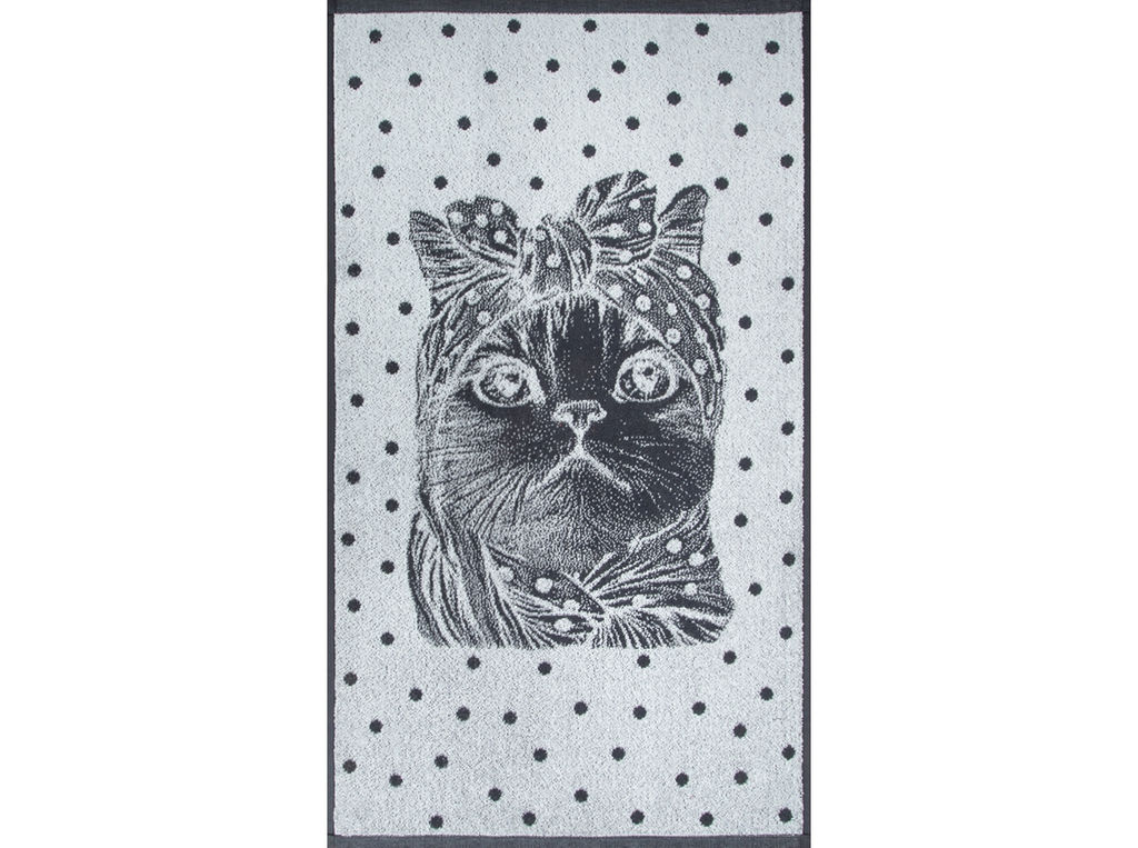 Полотенце махровое 6с103.412ж1 Кошка в горошек(антрацит) 50х90см